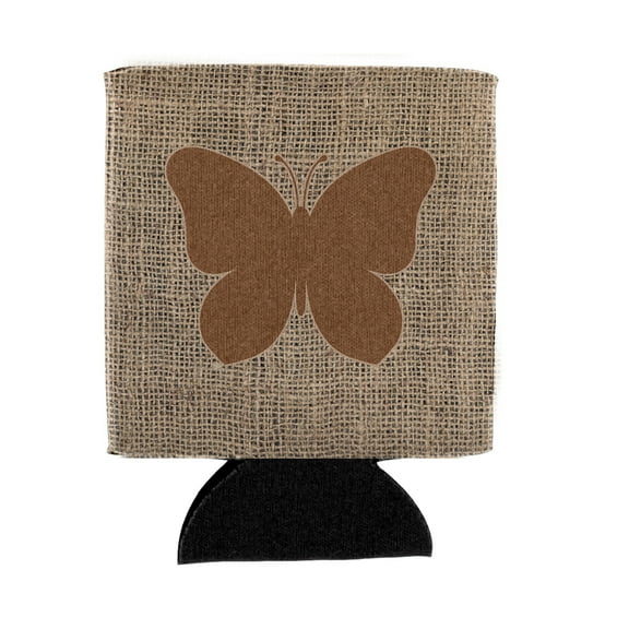 Butterfly Burlap and Brown Can or Bottle Beverage Insulator Hugger