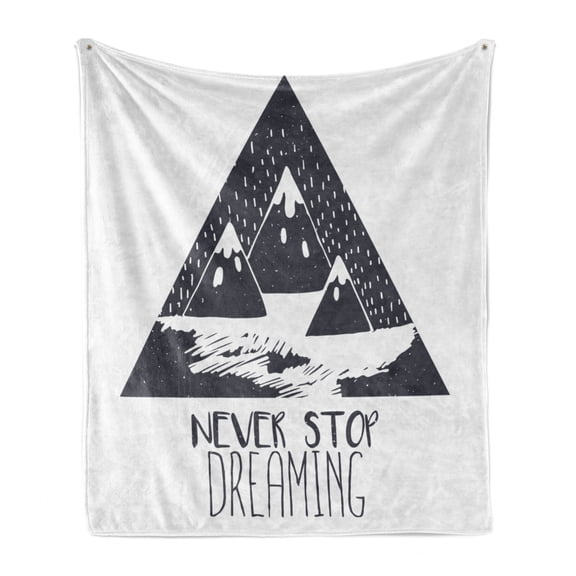 Saying Soft Flannel Fleece Throw Blanket, Grungy Vintage Snowy Mountain Tops Illustration with Blizzard Effects, Cozy Plush for Indoor and Outdoor Use, 60" x 80", Grey White, by Ambesonne