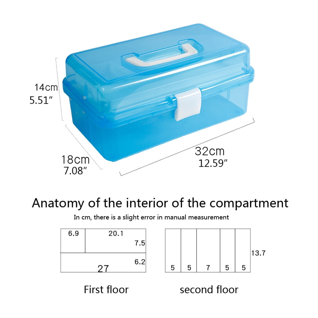 Plastic Crafts Box with Handle 3-Layer Carrying Storage for Case for Art Supplies Jewelry Beaded Mate
