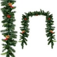 thumbnail image 4 of Costway Guirlande de Noël Artificielle Pré-Éclairée de 9 Pieds Baies Rouges avec 100 Lumières LED et Minuterie, 4 of 10