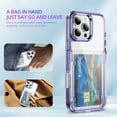 thumbnail image 3 of Allytechgroup Clear Case for iPhone 16 Pro Max, Wallet Back Cover with Cards Holder Stand Not-Yellowing Slim Bumper Shockproof Protective Phone Case for iPhone 16 Pro Max, Purple, 3 of 8