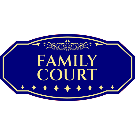 Victorian Plus Family Court Wall or Door Sign - Blue | Legal and Courtroom Decoration - Small
