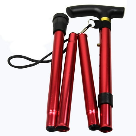 Handle Walking Stick - Topeakmart Walking Stick Aluminium Folding Easy Adjustable Light Weight Support Aid Cane