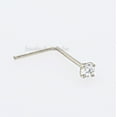thumbnail image 4 of 22G L-Shape Nose Stud Solid 14Kt White Gold Stud Nose Ring with 2mm Moissanite Gemstone - April Birthstone Nose Stud-LS_MNT2W, 4 of 5