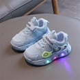 thumbnail image 2 of Girls' Light-Up Sneakers Flashing Lightweight Mesh Breathable Running Shoes Hook-and-Loop Tennis Walking Sneakers for Kids, 2 of 7