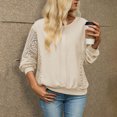 thumbnail image 2 of BUIGTTKLOP Womens Casual Sweatshirt Crochet Lantern Long Sleeve Crewneck Lace Loose Fit Fall Pullover Tops, 2 of 8