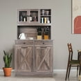 thumbnail image 3 of Pirecart Kitchen Double Trash Cabinet Freestanding Tilt Out Garbage Can Storage Cabinet with Shelves for Laundry, Kitchen, Living Room, Oak Grey, 3 of 9