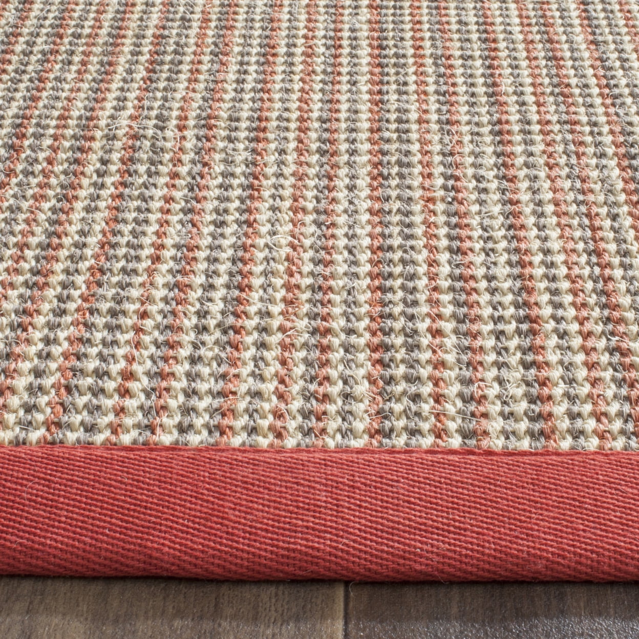 SAFAVIEH Natural Fiber Aspen Striped Sisal Runner Rug, Rust, 2' x 8'