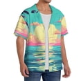 thumbnail image 2 of Balery Retro Palm Beach Sunset Camisa Casual de Manga Corta con Botones para Hombre, Texturizada, Estilo Cubano, para Playa, Verano-XX-Large, 2 of 5