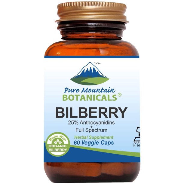 Bilberry Extract Supplement 60 Vegan Kosher Capsules Now with 300mg
