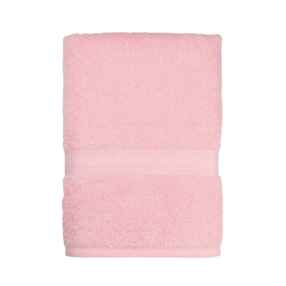 Mainstays 100% Cotton Bath Towel, Super Soft and Highly Absorbent Basic Solid Premium Bath Towel for Bathroom, Hotels, Spa and Gym – Pink