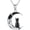 Cat-Black, variant on Gothic Jewelry Sterling Silver Black Crescent Moon Mountain Pendant Necklace for Women Halloween Jewelry Gifts