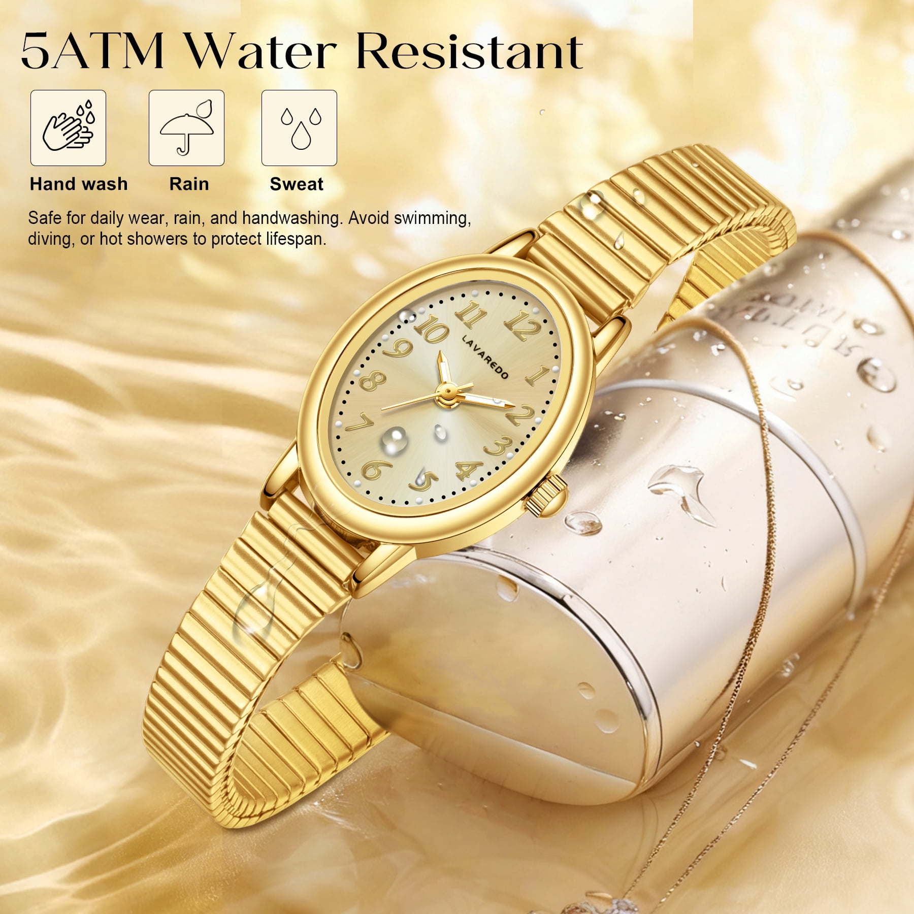 Watches for Women Easy Read Ladies Quartz Wrist Watch with Stainless Steel Expansion Band Waterproof Watch Gift for Woman - XS Size