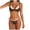 Khaki, variant on Womens Double Layer Bikini Sets Polka Dot Halter Triangle with Side Tie Cheeky Thong Colorblock 2 Piece Swimsuit Khaki for Size L