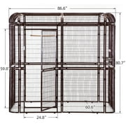 Outdoor Extra Large Bird Aviary Silver Brown Large Bird Cage, Featuring Play Stand, Perches, Nest Habitat