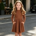 thumbnail image 2 of Krayuyo Girls A Line Dresses with Pockets Long Sleeve Shirt Dress Casual Soft Flowy Dress Size 5-15 Years, 2 of 9