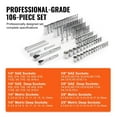 thumbnail image 3 of Socket Set 106 Pcs, 1/4" & 3/8" Drive Ratchet Socket Set, SAE & Metric, 6-Point, Deep/Standard, 5/32-1", 5-19mm with Storage Case, 3 of 7