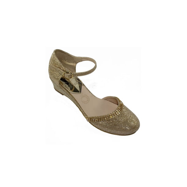 ZAPATILLAS VESTIR TACONES CUÑA LEON NIÑA ORO GLITTER 1680 Leon 1680p