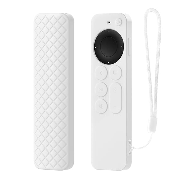 HYRACPO Soft Silicone Protective Case for Apply TV Siri/Opple TV 6/7 Remote Control,Shockproof & Anti-Scratch Cover with BAIyard,Anti-Lost & Dustproof Protector--white
