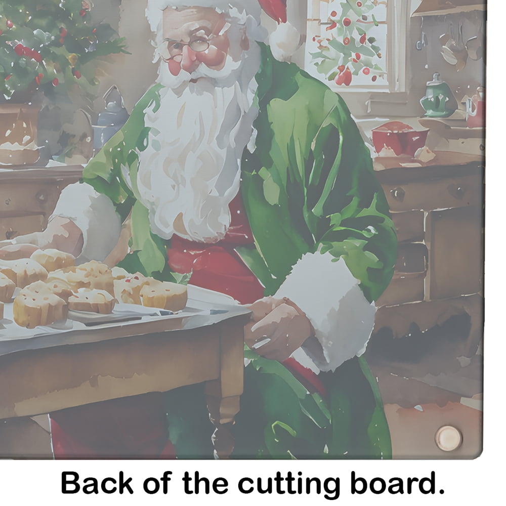 Cookies with Santa Claus Father Christmas Glass Cutting Board Large 12 in x 15 in