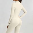 thumbnail image 4 of vdgthytj Workout Sets for Women 2 Piece Full Zip Stand Collar Cropped Jacket High Waist Flare Pants Gym Yoga Outfits(Small,White), 4 of 6
