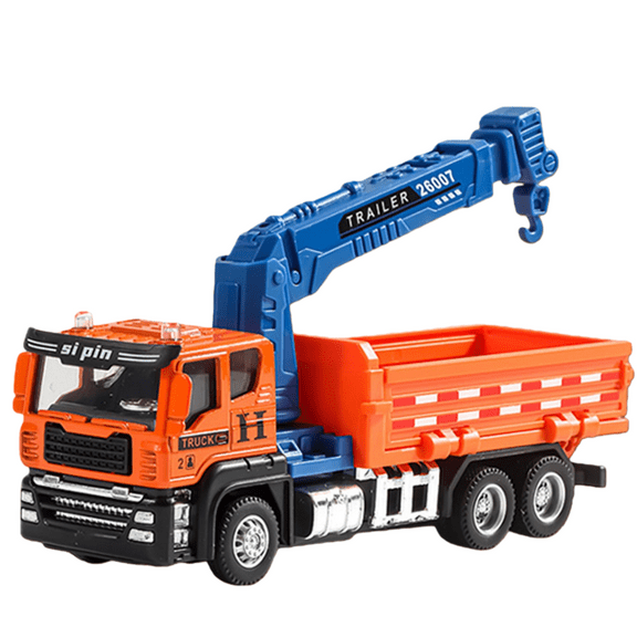 EazyTech Tow Truck, Flatbed Truck, Stake Truck & Container Truck Metal Toy Cars for Boys Ages 3-6, Inertia Alloy Engineering Play Vehicles- Friction Power Construction Toys Gift