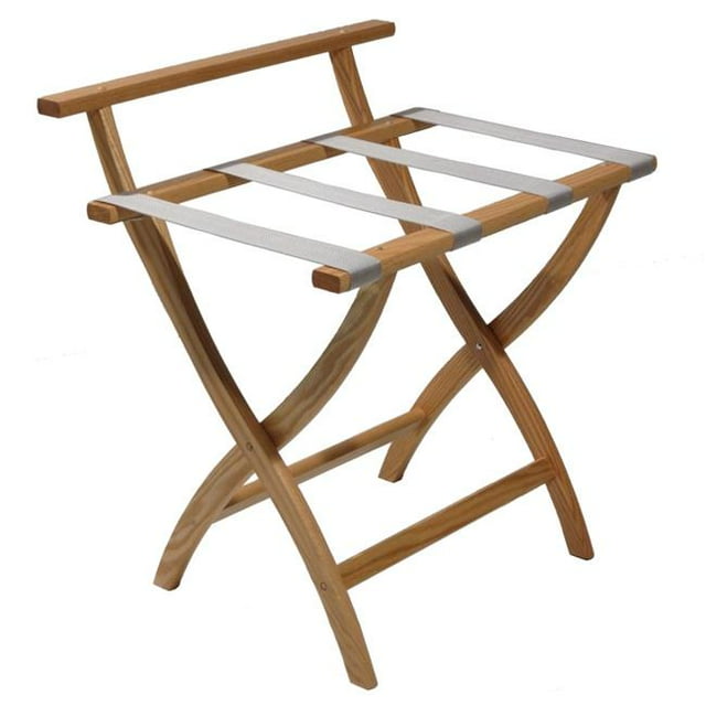 Wooden Mallet LR4-LOSVR Wall Saver Luggage Rack with Silver Straps - Light Oak