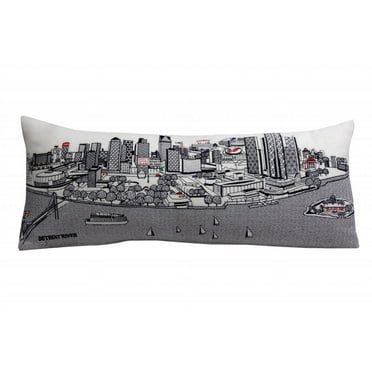 35" White Detroit Daylight Skyline Lumbar Decorative Pillow