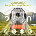 thumbnail image 6 of 20000mAh Rechargeable Camping Tent Fan with Remote Control & Emergency Light, USB Power Bank Oscillating Fan for Camping Fishing Hiking Outdoor Use, 6 of 7