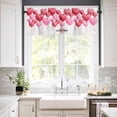 thumbnail image 3 of Red Pink Valentine''s Day Kitchen Curtains Set Small Half Curtains 24 Inches Length, Love Heart Watercolor Rod Pocket Window Treatment Bedroom Tiers and Valance Set for Cafe Bathroom, 3 of 6