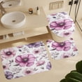 thumbnail image 6 of 4Pcs Shower Curtain Sets with Rugs Shower Curtain Set with Curtain Rug Toilet Cover And U Shaped Mat Vintage Peonies Durable And Waterproof Farmhouse Purple Flower for Bathtub Decor, 6 of 8