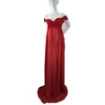 thumbnail image 4 of facefd Robe de Maternité pour Photographie, Épaules Dénudées, Robe Longue en Mousseline, devant, Grossesse, Longues Robes, Femmes, Accessoire de Séance Photo, Prise de Vue, Rouge, P, 4 of 9