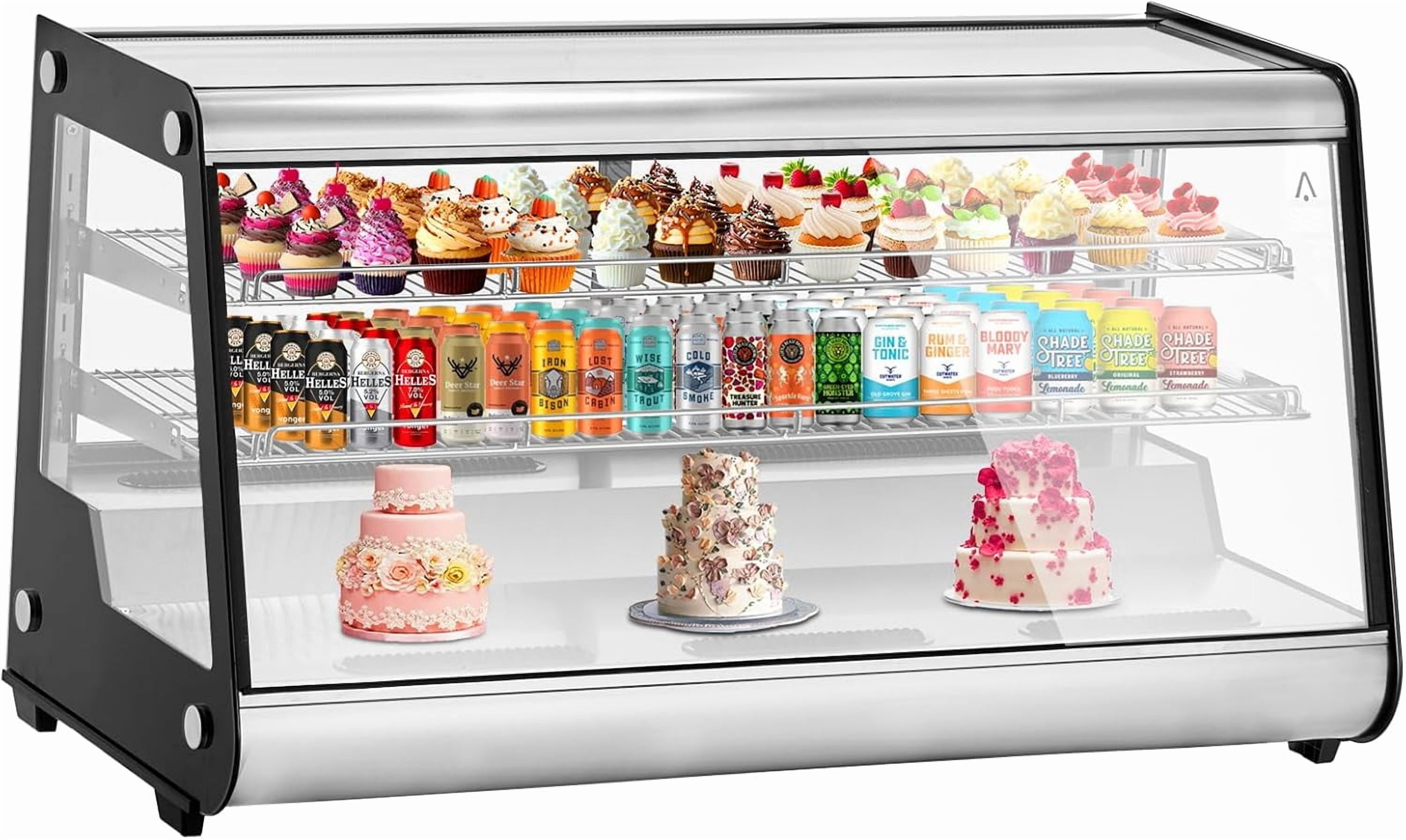 Zzistar Double-Layer Refrigerated Display Case, 8.1 Cu.Ft. Countertop Pastry Display Case Commercial Display Refrigerator w/LED display Air-cooling Automatic Defrost Rear Sliding Door
