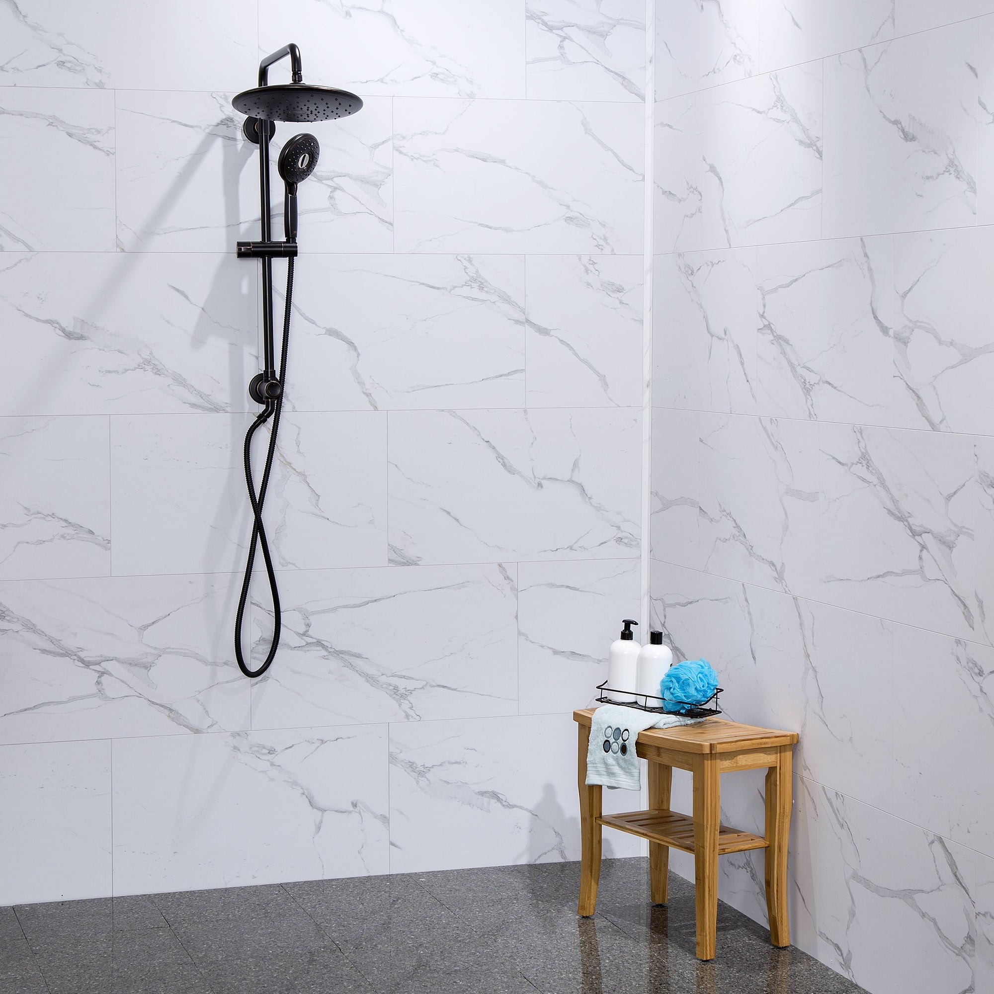 Palisade 25.6in x 14.8in Vinyl Wall Tile in Carrara Marble
