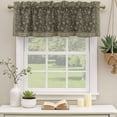 thumbnail image 2 of 2 Pack Sage Green Floral Boho Valances for Windows Bedroom Living Room Window Treatments, Ethnic Tribe Abstract Art Flower Rod Pocket Valance Drapes Short Kitchen Curtains Over Sink 60"x18", 2 of 8