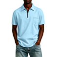 thumbnail image 5 of Fabrcox Men Polo Shirts Short Sleeve Quarter Zip Men's Collared Shirts Regular Fit Solid Color Athletic Casual Office Golf Shirts Men with Pockets Blue XXL, 5 of 5