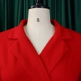thumbnail image 6 of AURA Plus Size Notched Lapel A Line Midi Dress High Waist Pleated 3 4 Sleeve Elegant Autumn Work Dress, 6 of 9