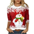 thumbnail image 2 of Homenesgenics Christmas Plus Size Tops 3X Womens Tops Fashion T-Shirt 3/4 Sleeves Blouse Round Neck Casual Tops, 2 of 4