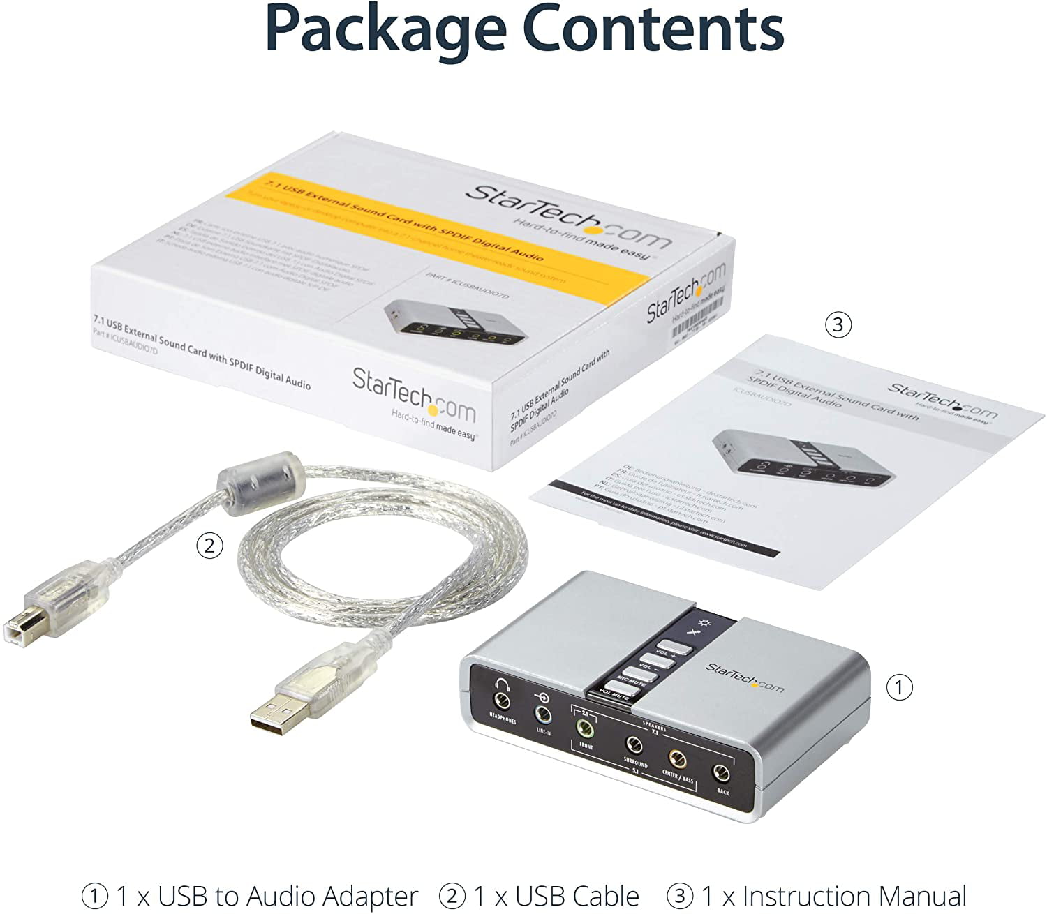 StarTech 7.1 USB Audio Adapter Sound Card with SPDIF Digital Audio - Sound card - 48 kHz - - USB 2.0 - Walmart.com