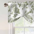 thumbnail image 4 of Sage Green Flower Tie Up Valance Curtains for Windows, Kitchen Curtains Window Treatments, Vintage Country Rose Leaf Floral Short Window Shades Valances for Bedroom Bathroom Cafe 42"x18", 4 of 8