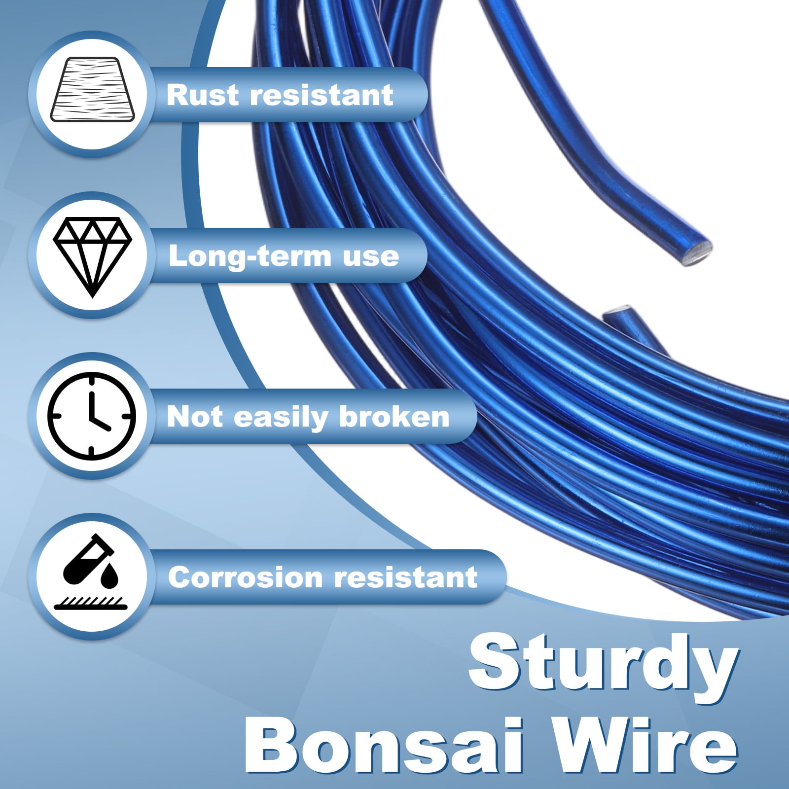 Uxcell 3 Roll Bonsai Wire 1/2/3mm Each Roll 32.8ft (10m) Anodized Aluminum Bonsai Wire for Gardening Tree Branch Fixing DIY Crafting, Sapphire Blue