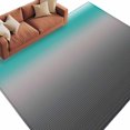 thumbnail image 2 of Turquoise Grey Ombre Area Rug 5x7 FT, Non Slip Bedroom Throw Carpet, Teal Modern Geometric Striped Abstract Art Washable Soft Floor Carpet Non-Shedding Rug for Dining Room Bedside Classroom Desk, 2 of 9