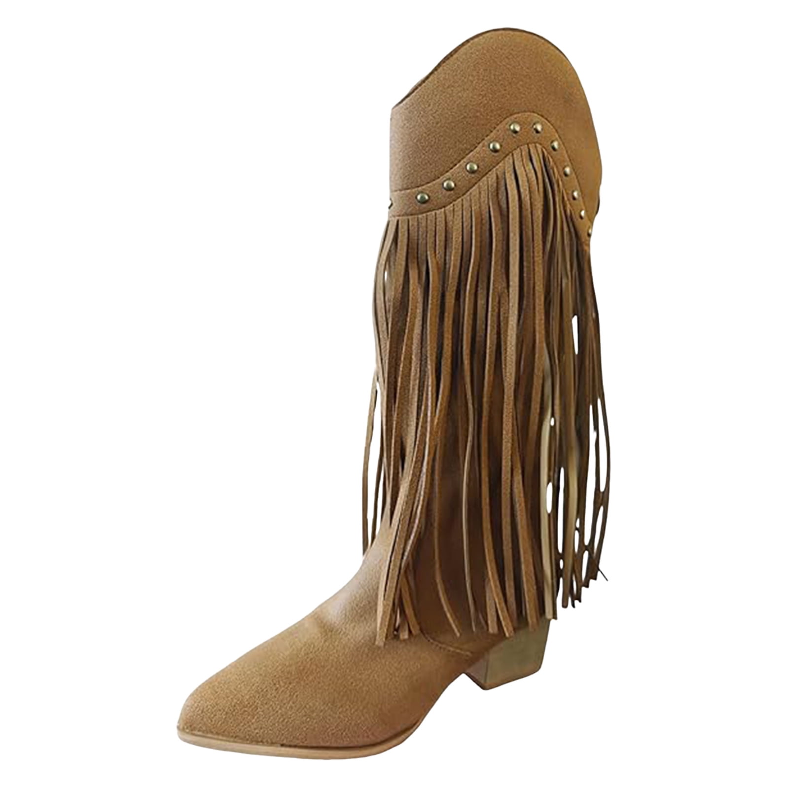 Bottes Hautes Pour Femme - Bottes Larges Plates En Daim - Bottes Western Et D'Équitation Grises