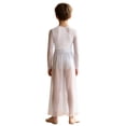 thumbnail image 5 of Aislor Boys Lyrical Outfit Long Sleeve V Neck Back Zipper Leotard with Mesh Split Pants Modern Dance Set for Recital White 8, 5 of 7