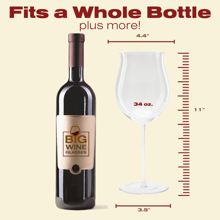 Juvale 25oz Oversized Giant Wine Glass with Stem That Holds Bottle of Wine, Oversized Wine Glass for Champagne, Mimosas, Holiday Parties (750ml)