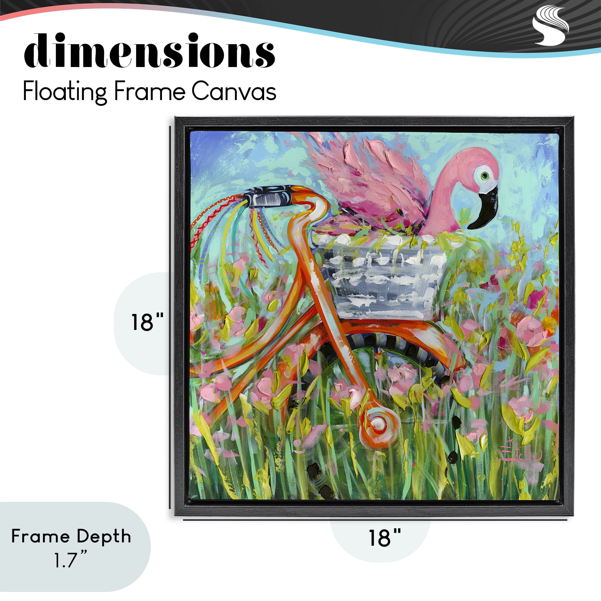 Stupell Industries Flamingo's Free Bicycle Ride Black Framed Floater Canvas Wall Art, design by Estelle Grengs
