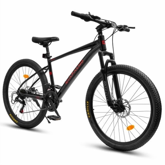 RAISTYW 24 inch Wheels Mountain Bike for Adult and Women, 21-Speed Steel Frame Bicycles with Shock Fork, Plus Shock Absorber, Black and Red