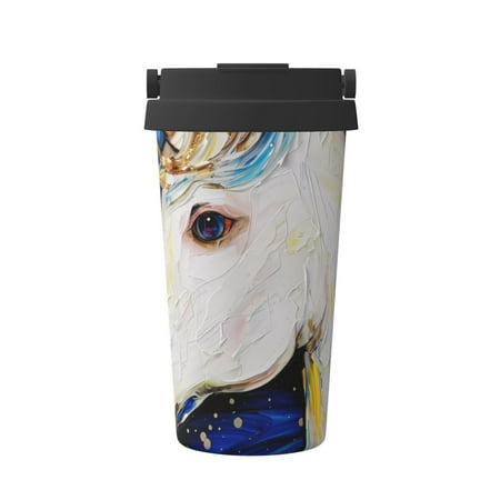 

KLL Starry White Horse Pattern Stainless Steel Vacuum Insulated Tumbler - Carry Insulated Coffee Mug - Reusable Insulated Cold Brew Iced Coffee Cup Thermos