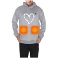 thumbnail image 6 of Couple's Keep Warm Hoodies Winter 5 Heating Usb Heating Hooded Loose Unisex Casual Zipper Heart Sweatshirts for Mens and Womens C-Grey M, 6 of 7