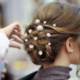 thumbnail image 4 of 20 piezas perla nupcial en forma de U Pin pasador de Metal horquillas con diamantes de imitación herramientas de diseño de peinado de boda accesorios, 4 of 5
